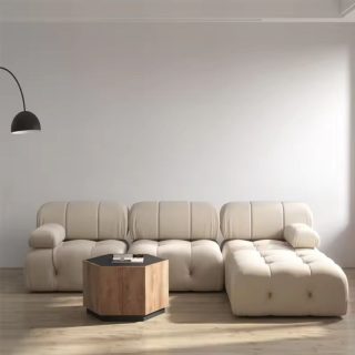 Nordic Modern Apartment Furniture Fabric Buckle Design Sofa Living Room Couch Light Luxury Sponge Sofa For Lock Design