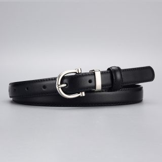 Women's First-Layer Cowhide All-Match Black Slim Belt