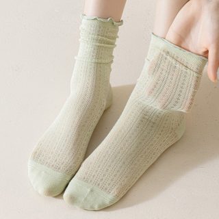 Summer Socks For Children Fungal Edge Thin Mesh Loose Mouth Stacked Breathable Middle Tube Socks