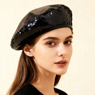 European And American Trendy Fashion Small Sequin Beret For Outdoor Outings, Suitable For All Occasions, Versatile For Painting And Photography.