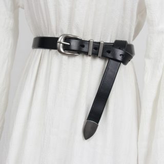 Korean Artistic Youth Silver Buckle Womens Slender Waist