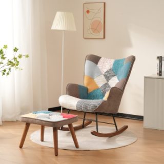 Rocking Chairs, Leisure Chairs, Front And Rear Rocking Chairs With Splicing, Living Room Chairs, Leisure Chairs With Footrest
