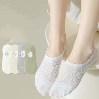 Women's Summer Mesh Thin Invisible Socks Solid Color Breathable Low-Top Silicone Non-Slip No-Slip Short Socks